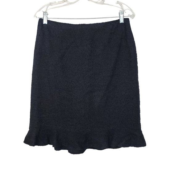 Maggy London Textured Peplum Hem Black Skirt 8 - Picture 1 of 6